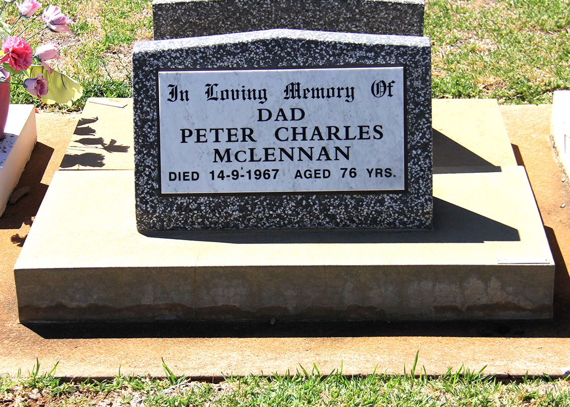 Photo of headstones/Peter Charles McLennan d1967 hdstn Dubbo New cemetery NSW